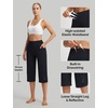 image:imagebaleaf Capris for Women with Pockets Yoga Capri Pants High Waist Straight Leg for Casual Summer PantBlack
