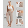image:imagebaleaf Capris for Women with Pockets Yoga Capri Pants High Waist Straight Leg for Casual Summer PantKhaki