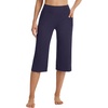 image:imagebaleaf Capris for Women with Pockets Yoga Capri Pants High Waist Straight Leg for Casual Summer PantNavy Blue