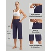 image:imagebaleaf Capris for Women with Pockets Yoga Capri Pants High Waist Straight Leg for Casual Summer PantNavy Blue