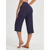 image:imagebaleaf Capris for Women with Pockets Yoga Capri Pants High Waist Straight Leg for Casual Summer PantNavy Blue