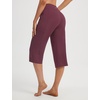 image:imagebaleaf Capris for Women with Pockets Yoga Capri Pants High Waist Straight Leg for Casual Summer PantWine Red