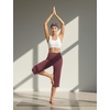image:imagebaleaf Capris for Women with Pockets Yoga Capri Pants High Waist Straight Leg for Casual Summer PantWine Red