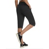 image:imagebaleaf Womens 15 Long Shorts Below The Knee Bermuda Capris Quick Dry Lightweight Elastic Waist with Pockets Running CasualAll Black
