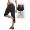 image:imagebaleaf Womens 15 Long Shorts Below The Knee Bermuda Capris Quick Dry Lightweight Elastic Waist with Pockets Running CasualAll Black