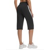 image:imagebaleaf Womens 15 Long Shorts Below The Knee Bermuda Capris Quick Dry Lightweight Elastic Waist with Pockets Running CasualBlack