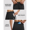 image:imagebaleaf Womens 15 Long Shorts Below The Knee Bermuda Capris Quick Dry Lightweight Elastic Waist with Pockets Running CasualBlack