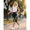 image:imagebaleaf Womens 15 Long Shorts Below The Knee Bermuda Capris Quick Dry Lightweight Elastic Waist with Pockets Running CasualBlack