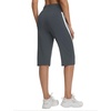 image:imagebaleaf Womens 15 Long Shorts Below The Knee Bermuda Capris Quick Dry Lightweight Elastic Waist with Pockets Running CasualDark Gray