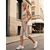 image:imagebaleaf Womens 15 Long Shorts Below The Knee Bermuda Capris Quick Dry Lightweight Elastic Waist with Pockets Running CasualKhaki
