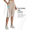 image:imagebaleaf Womens 15 Long Shorts Below The Knee Bermuda Capris Quick Dry Lightweight Elastic Waist with Pockets Running CasualKhaki