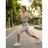 image:imagebaleaf Womens 15 Long Shorts Below The Knee Bermuda Capris Quick Dry Lightweight Elastic Waist with Pockets Running CasualKhaki