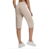 image:imagebaleaf Womens 15 Long Shorts Below The Knee Bermuda Capris Quick Dry Lightweight Elastic Waist with Pockets Running CasualKhaki
