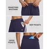 image:imagebaleaf Womens 15 Long Shorts Below The Knee Bermuda Capris Quick Dry Lightweight Elastic Waist with Pockets Running CasualNavy Blue