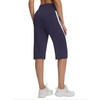 image:imagebaleaf Womens 15 Long Shorts Below The Knee Bermuda Capris Quick Dry Lightweight Elastic Waist with Pockets Running CasualNavy Blue
