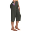 image:imagebaleaf Capris for Women with Pockets Yoga Capri Pants High Waist Straight Leg for Casual Summer PantArmy Green