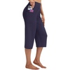 image:imagebaleaf Capris for Women with Pockets Yoga Capri Pants High Waist Straight Leg for Casual Summer PantNavy Blue