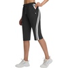 image:imagebaleaf Womens 15 Long Shorts Below The Knee Bermuda Capris Quick Dry Lightweight Elastic Waist with Pockets Running CasualBlack