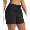 image:imagebaleaf Womens Hiking Shorts 5 Lightweight Quick Dry Travel Shorts with Zipper Pockets for Golf Walking Summer WearBlack