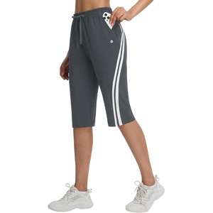 image:imagebaleaf Womens 15 Long Shorts Below The Knee Bermuda Capris Quick Dry Lightweight Elastic Waist with Pockets Running CasualDark Gray