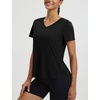 image:imagebaleaf Womens Short Sleeve Workout Shirts Athletic Tops Sun Protection Breathable TShirts Quick Dry Gym Running TennisBlack  V Neck