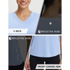 image:imagebaleaf Womens Short Sleeve Workout Shirts Athletic Tops Sun Protection Breathable TShirts Quick Dry Gym Running TennisLight Blue  V Neck