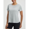 image:imagebaleaf Womens Short Sleeve Workout Shirts Athletic Tops Sun Protection Breathable TShirts Quick Dry Gym Running TennisLight Gray