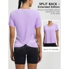 image:imagebaleaf Womens Short Sleeve Workout Shirts Athletic Tops Sun Protection Breathable TShirts Quick Dry Gym Running TennisLight Purple  V Neck