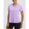 image:imagebaleaf Womens Short Sleeve Workout Shirts Athletic Tops Sun Protection Breathable TShirts Quick Dry Gym Running TennisLight Purple  V Neck