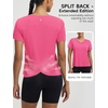 image:imagebaleaf Womens Short Sleeve Workout Shirts Athletic Tops Sun Protection Breathable TShirts Quick Dry Gym Running TennisPink  V Neck