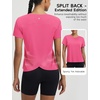 image:imagebaleaf Womens Short Sleeve Workout Shirts Athletic Tops Sun Protection Breathable TShirts Quick Dry Gym Running TennisPink