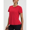 image:imagebaleaf Womens Short Sleeve Workout Shirts Athletic Tops Sun Protection Breathable TShirts Quick Dry Gym Running TennisRed