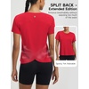 image:imagebaleaf Womens Short Sleeve Workout Shirts Athletic Tops Sun Protection Breathable TShirts Quick Dry Gym Running TennisRed