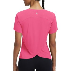 image:imagebaleaf Womens Short Sleeve Workout Shirts Athletic Tops Sun Protection Breathable TShirts Quick Dry Gym Running TennisPink  V Neck