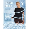 image:imagebaleaf Ice Cooling Short Sleeve Workout Tops for Women Running Shirts UPF 50 Athletic Tennis Yoga Split Back Quick DryBlack