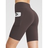 image:imagebaleaf Womens 8 5 3 Biker Shorts High Waist Yoga Workout Gym Running Volleyball Spandex Shorts with PocketsBrownstretchierlycra