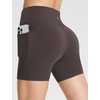 image:imagebaleaf Womens 8 5 3 Biker Shorts High Waist Yoga Workout Gym Running Volleyball Spandex Shorts with PocketsBrownstretchierlycra