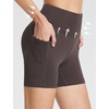 image:imagebaleaf Womens 8 5 3 Biker Shorts High Waist Yoga Workout Gym Running Volleyball Spandex Shorts with PocketsBrownstretchierlycra
