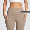 image:imagebaleaf Womens Leggings with Pockets Tummy Control Workout High Waisted Athletic 78 Ultra Soft Gym Yoga Ankle PantsLight Brown