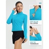 image:imagebaleaf Womens UPF 50 Sun Crop Shirt with Pockets Full Zip Cooling Quick Dry Long Sleeve Jacket for Golf HikingGlacier Blue