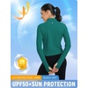 image:imagebaleaf Womens UPF 50 Sun Crop Shirt with Pockets Full Zip Cooling Quick Dry Long Sleeve Jacket for Golf HikingGreen