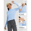 image:imagebaleaf Womens UPF 50 Sun Crop Shirt with Pockets Full Zip Cooling Quick Dry Long Sleeve Jacket for Golf HikingLight Blue