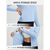 image:imagebaleaf Womens UPF 50 Sun Crop Shirt with Pockets Full Zip Cooling Quick Dry Long Sleeve Jacket for Golf HikingLight Blue