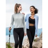 image:imagebaleaf Womens UPF 50 Sun Crop Shirt with Pockets Full Zip Cooling Quick Dry Long Sleeve Jacket for Golf HikingLight Gray