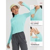 image:imagebaleaf Womens UPF 50 Sun Crop Shirt with Pockets Full Zip Cooling Quick Dry Long Sleeve Jacket for Golf HikingLight Green