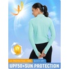 image:imagebaleaf Womens UPF 50 Sun Crop Shirt with Pockets Full Zip Cooling Quick Dry Long Sleeve Jacket for Golf HikingLight Green