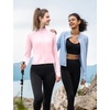image:imagebaleaf Womens UPF 50 Sun Crop Shirt with Pockets Full Zip Cooling Quick Dry Long Sleeve Jacket for Golf HikingLight Green