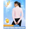 image:imagebaleaf Womens UPF 50 Sun Crop Shirt with Pockets Full Zip Cooling Quick Dry Long Sleeve Jacket for Golf HikingLight Pink