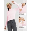 image:imagebaleaf Womens UPF 50 Sun Crop Shirt with Pockets Full Zip Cooling Quick Dry Long Sleeve Jacket for Golf HikingLight Pink