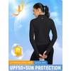 image:imagebaleaf Womens UPF 50 Sun Crop Shirt with Pockets Full Zip Cooling Quick Dry Long Sleeve Jacket for Golf HikingNavy Blue